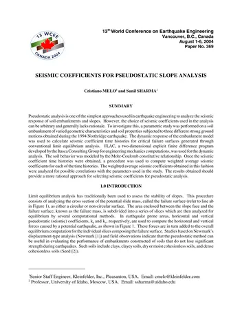 Más sobre Coeficientes Sísmicos para el Análisis Pseudostático de Taludes