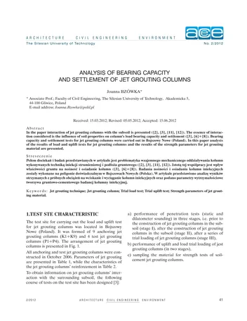 Más sobre Análisis de la Capacidad Portante y el Asentamiento de Columnas de Jet Grouting