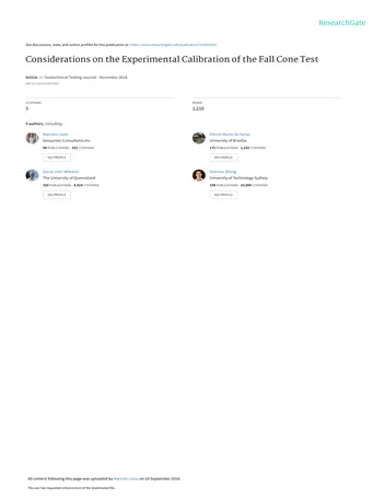 Más sobre Consideraciones sobre la Calibración Experimental de la Prueba de Cono de Caída