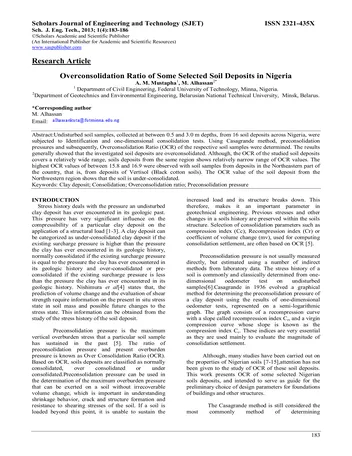 Más sobre Relación de Sobrecarga de Algunos Depósitos de Suelo Seleccionados en Nigeria